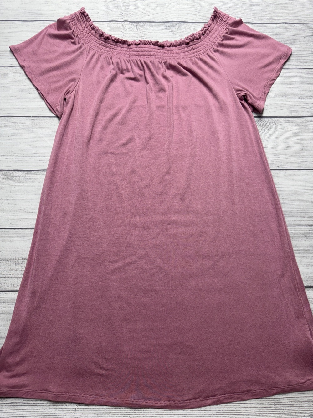 love, Fire Mauve Off-Shoulder Short Sleeve Dress